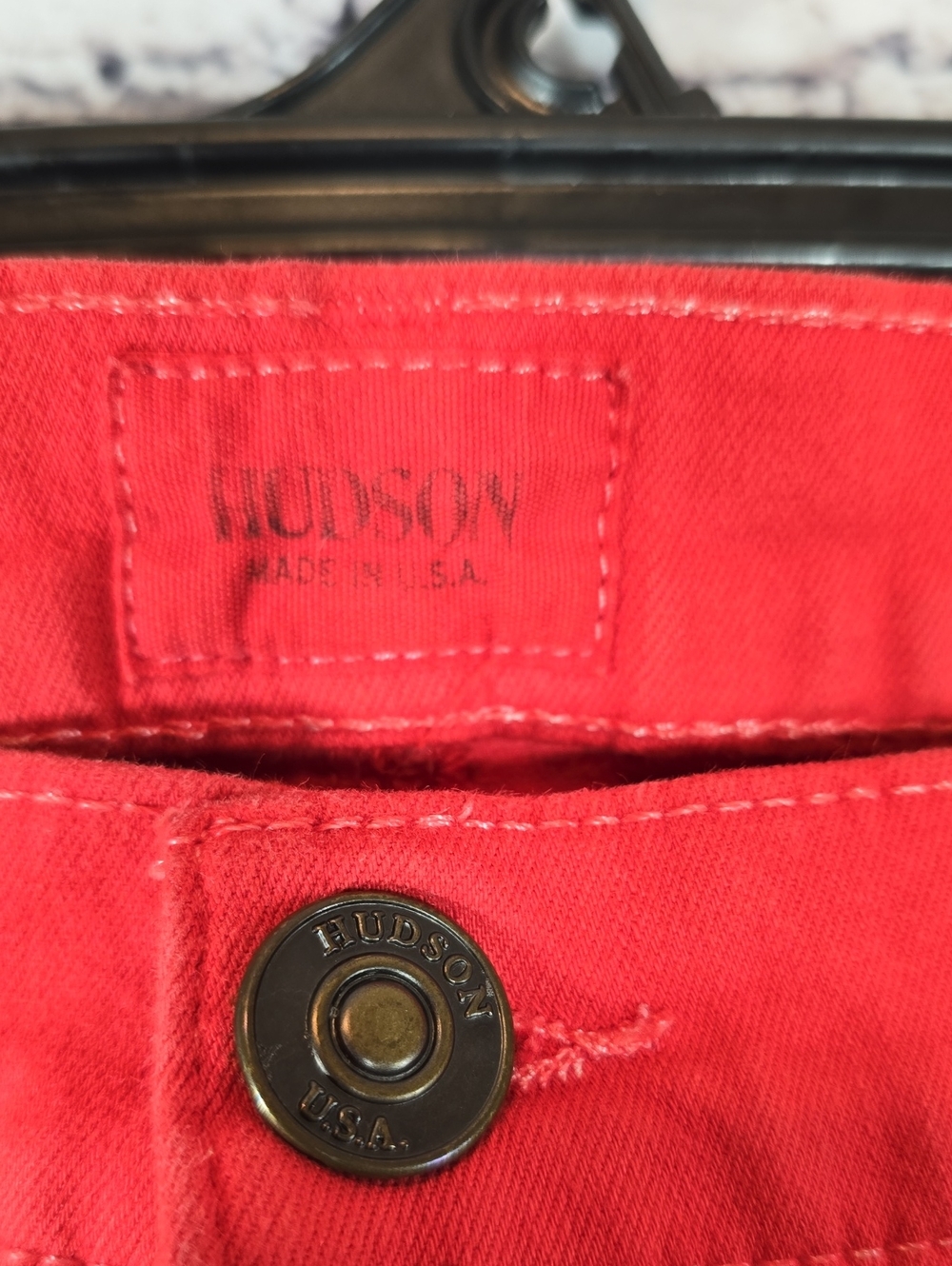 Hudson Jeans 'Amber' Red Studded Frayed Hem Denim Shorts Size 28 - Picture 2 of 10